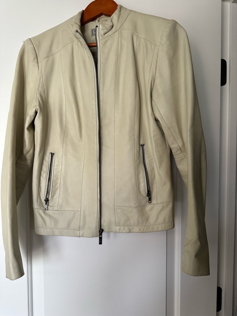 Pelle Studio Cream Leather Zip Jacket